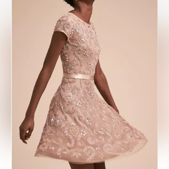 LARA x BHLDN 0 XS Pink Blush Embellished Beaded Crystals Wedding Formal - Picture 1 of 5